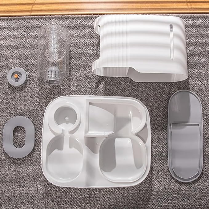2 in 1 Gravity Cat Food and Water Bowl Set, Automatic Cat Feeder, Dog Feeder, Pet Gravity Feeder, Automatic Water Dispenser and Food Dispenser for Small and Medium Dogs, Cats, Pets ( Gray : Gray )