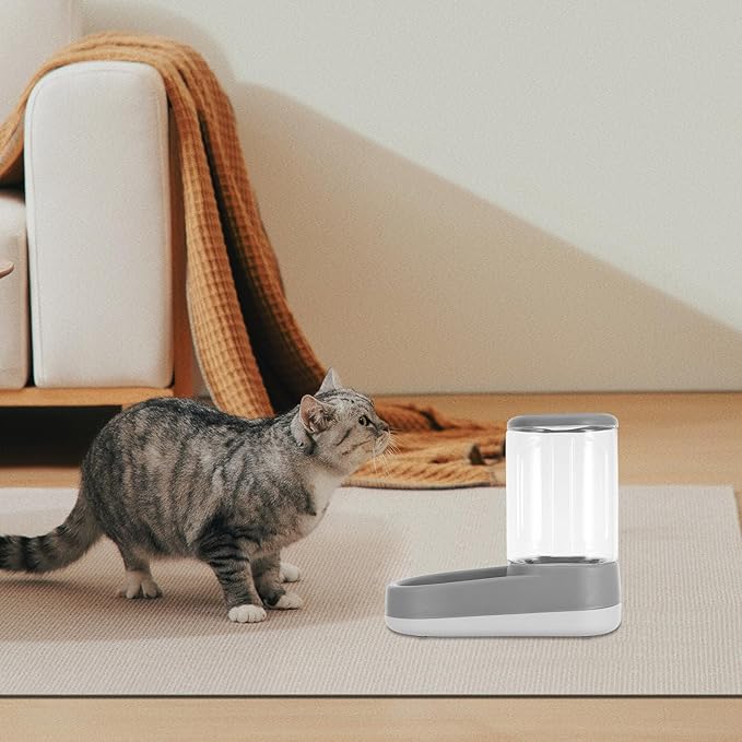 Automatic Pet Feeder and Water Dispenser, Large Capacity Gravity Dog Food Dispenser with Gray Water Bottle, Suitable for Cats and Large Dogs