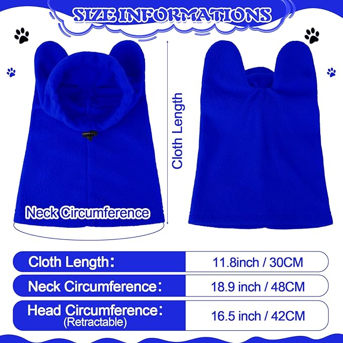 Winter Dog Hats Quiet Ears for Dogs Ear Muffs Pet Neck Warmer Scarf Hoodie Noise Protection Cover Beanie Head Wrap Costume for Pet Dog Cats(Blue,M)