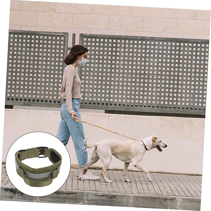 Heavy Duty Adjustable Dog Collar Reflective Stripes Comfortable Pet Accessory for Dogs for Outdoor Use Handle
