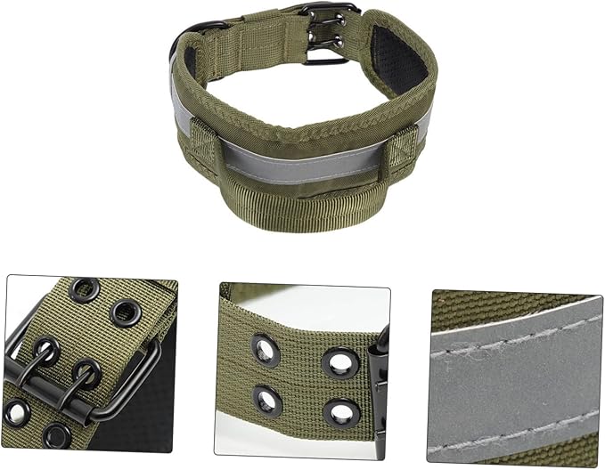 Heavy Duty Adjustable Dog Collar Reflective Stripes Comfortable Pet Accessory for Dogs for Outdoor Use Handle