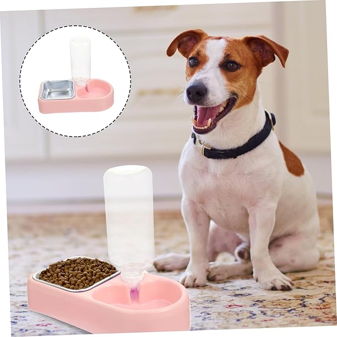 Kisangel 1 Set Detachable Automatic Cat and Dog Feeder Bowl Hanging Design with Transparent Water Dispenser for Easy Cleaning for Home and Pet Store Use