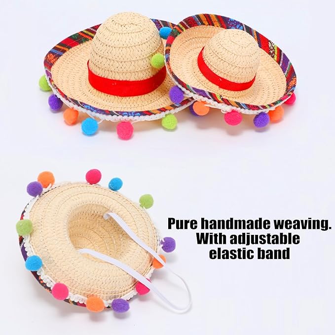 Multicolor Cinco De Mayo Cat Bandana & Dog Triangle Bib - 9 PCS Mexican Pet Bandanna Sunglasses, Sombrero Hat & Mustache Decorations