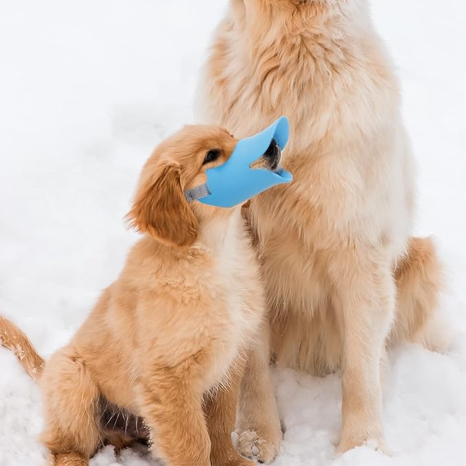 NACOCO Anti Bite Duck Mouth Shape Dog Mouth Covers Anti-Called Muzzle Masks Pet Mouth Set Bite-Proof Silicone Material (Blue, S)