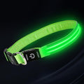 PetIsay Dog Light up Collar for Night Walking - High Visibility LED Dog Collar - Rechargeable - Waterproof - Reflective - Adjustable Lighted Glow Collars(Green, Medium)