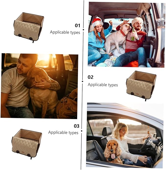 Angoily Dog Car Seat Cushion Pet Front Seat Mat for Car and Home Use Beige Color Easy to and Store