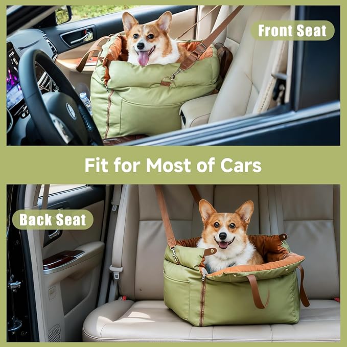 [JINWEIPRO] Dog Car Pet Safety Seat - Crash-Tested, Secure Harness & Comfortable Cushion - Suitable for Small to Medium Pets (Up to 30lbs) - Easy Installation