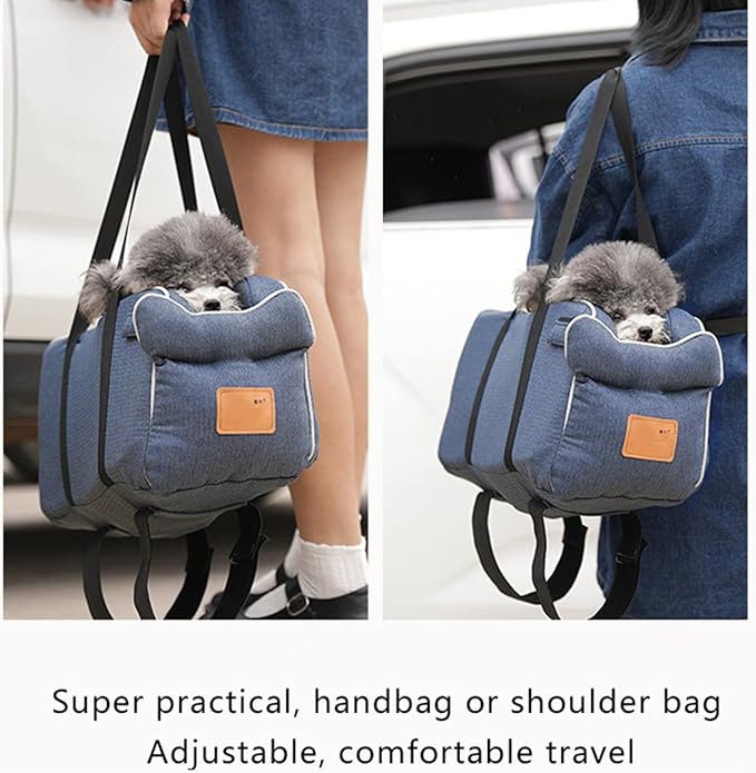 Dog Car Seat Pet Booster Seat ON Car Armrest Perfect for Small Pets, Interactive Dog Console Car Seat,Pet Travel Safety Car Seat,Portable Dog Car Travel Carrier Bed with Safety Buckle
