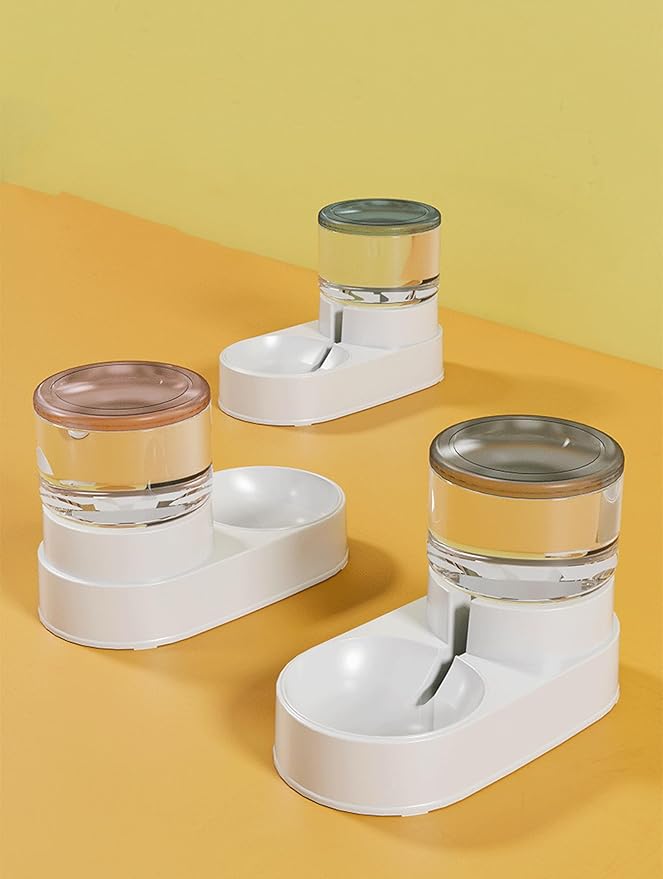 Transparent pet Dog Food Bowl Double Bowl cat Small and Medium-Sized Dog Automatic Drinking Water pet Supplies The Feeder is Blue