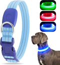 LED Lighted Reflective Dog Collar for Night Safety, USB Rechargeable, Glow Collar for Dogs, Waterproof, Adjustable Flashing (Blue, Medium)