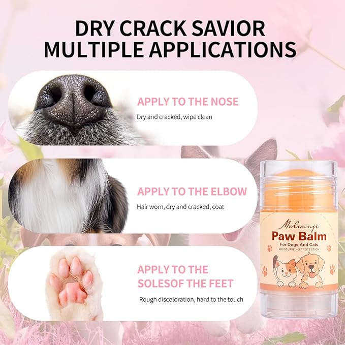 Dog Paw&Nose Balm Lick Safe1.4oz|Natural Ingredients Pets Paw Wax| Healing Moisturizer with Coconut Oil&Honey Cracked Paws,Snouts & Elbow|Winter Protection for Dogs & Cats