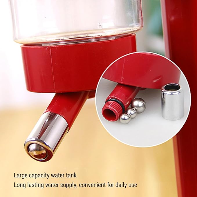 Asixxsix Pet Standing Water Dispenser, Height Adjustable Automatic Water Feeder Food Feeder Bowl, Dog Water Bottle Dispenser Food Bowl, Dog Cat Feeding Water Bowl Set (Wine Red)