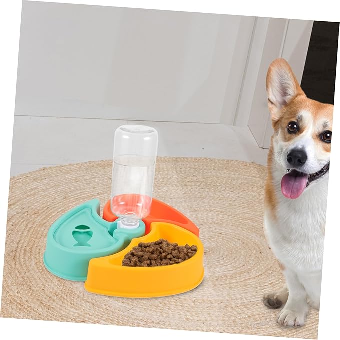Kisangel Cat Food and Water Bowl Automatic Pet Feeder Dry and Wet Food Separation Non-Skid Design for Cats and Dogs Easy to Capacity for Multiple Pets