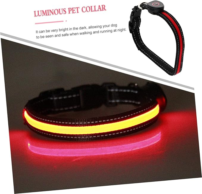 Yardwe Rechargeable USB Glow Collar for Pets Heart Shaped LED Night Safety Collar Flashing Light Fits Small to Medium Breeds for Evening Walks