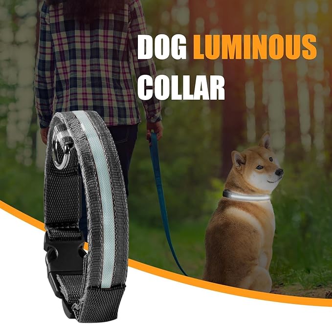 Pet Collar, Dog Training Collar with Night Visibility, 3 Flashing Modes, Rainproof Rechargeable Pet Collar, 500mah Battery, Adjustable Dog Light Collar, Waterproof Dog Collar for Large Dogs