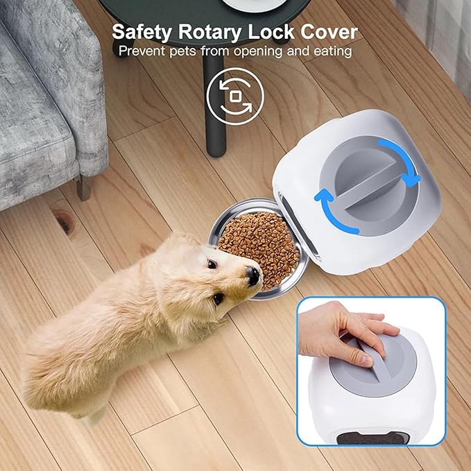 Automatic Pet Feeder, 3.5l Large Capacity Dry Food Dispenser, Smart Feeder with Recording Function, Dual Power Supply Anti-Blocking Design, Remote Timed Feeding Device