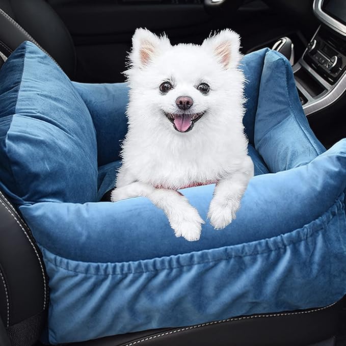 Car Seat Booster Bed,Dog Car Seat for Small Dogs Or Cats,Dog Safety Car Seat with Storage Pocket, Clip-On Safety Leash and Washable Cover for Dog, Cat, and Any Pets Under 25Lbs