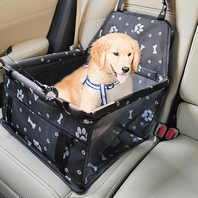 Dog Car Seat Vehicle Carrier Bag for Cats and Dogs Portable Puppy Booster,Washable Foldable Pet Travel Carrier Cage with Breathable Design, Safety Lock, and Scratch-Resistant 600D Oxford Cloth
