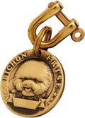 Vintage Pure Copper Pet ID Tags,Personalized Dog Tags,Three-Dimensional Relief Pet Pattern,Lettering on The Front and Back,Custom Pet Tags (B20-Bichon Frise)