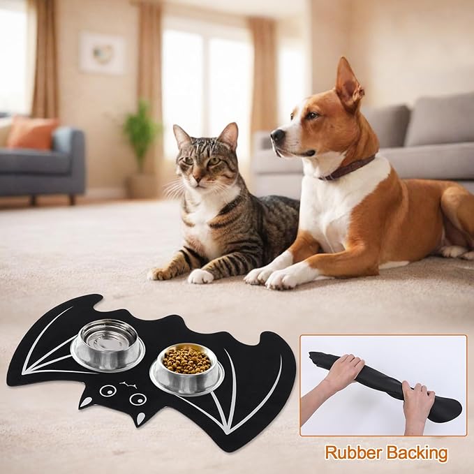 Halloween Pet Mat for Food and Water, Pet Feeding Mat for Dog Cat Bowl Absorbent Anti-Stain Non-Slip Quick Dry Easy Clean Floor Placemat, Pets Accessories Indoor (20 * 31.5 in)