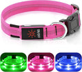 Weesiber Light Up Dog Collars - USB Rechargeable LED Dog Collar - Flashing LED Collar for Dogs - Glowing Dogs Lights for Night Walking (Pink, Medium Collar)