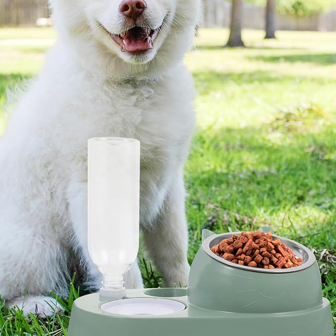Automatic Pet Feeder and Water Dispenser for Dogs and Cats Dual Bowl Convenient One for Home and Travel