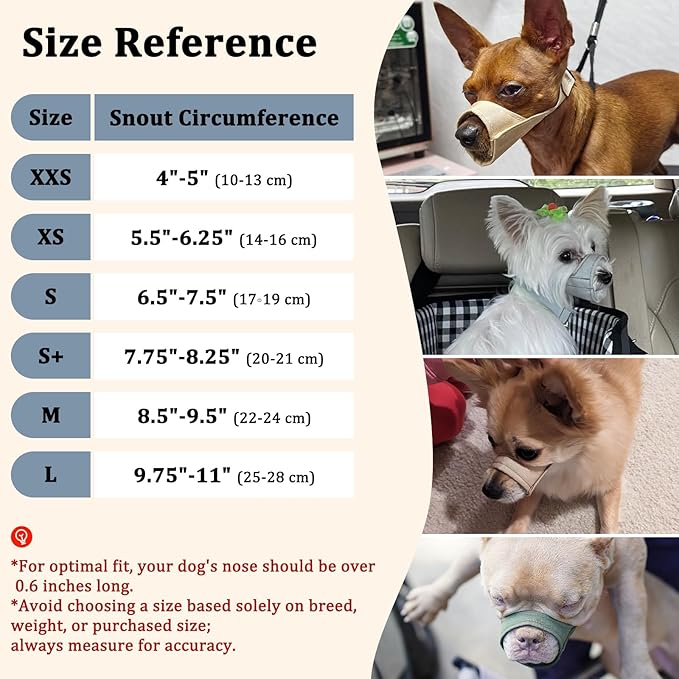 Mayerzon Short Snout Dog Muzzle, Small Muzzle for Chihuahua Shih Tzu American Bully Boxer Puppy, Soft Fabric Mouth Cover for Grooming Vet Visits, Prevent Biting Chewing Fighting