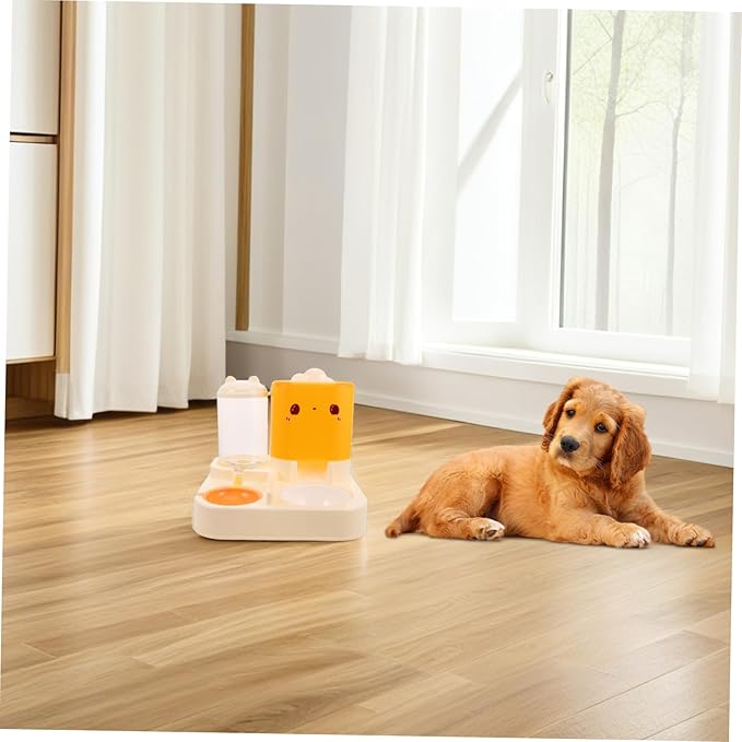 balacoo Automatic Pet Feeder Dual Bowls for Cats and Dogs Integrated Food and Water Station Easy-Clean Design for Pets Sturdy Base for Stability Space-Saving