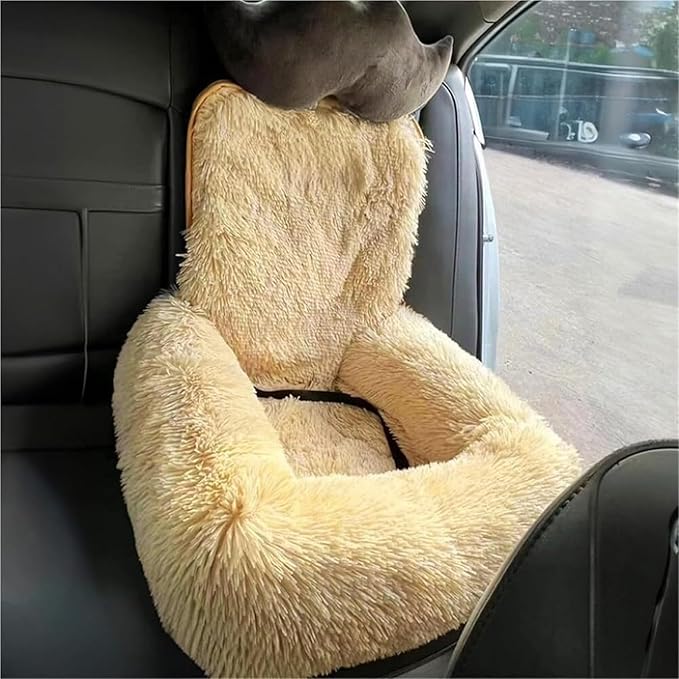 Car Seat- Pets Bed, Dog Car Bed with Straps Furry Seats with Thick Cushion for Travel, with Thick Cus for Removable and Easy to Clean