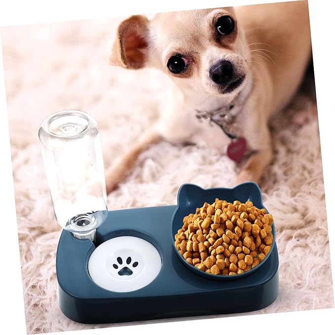 SUPVOX 1set Automatic Dog Water Bowl and Cat Feeder Non-Slip Base Dual Function Pet Drinking and Food Serving Dish Easy to Clean and Use for Busy Pet Owners