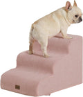 Made4Pets Dog Stairs Ramp for Small Dogs 15.7" H, 3-Step Dog Steps for Bed Couch Sofa and Chair, 35D Foam Pet Steps for Small Dogs and Cats, Non-Slip Bottom Pet Stairs, Pink
