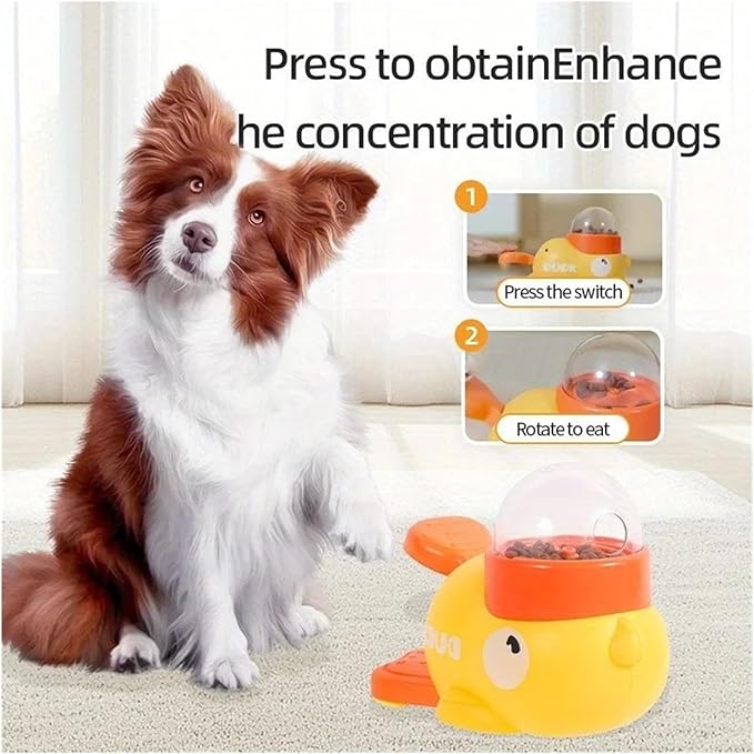 Interactive Dog Puzzle Feeder - Cartoon Duck Design, Slip Automatic Treat Dispenser for Pet Training(B)