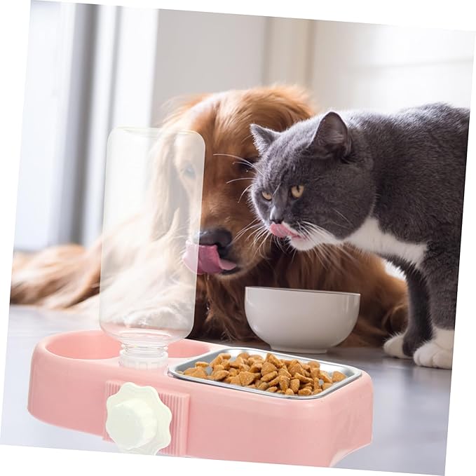 1Set Automatic Water Dispenser Pet Bowl Detachable Hanging Feeder for Dogs Cats Dual Bowl Design Easy Observation for Indoor Outdoor Use