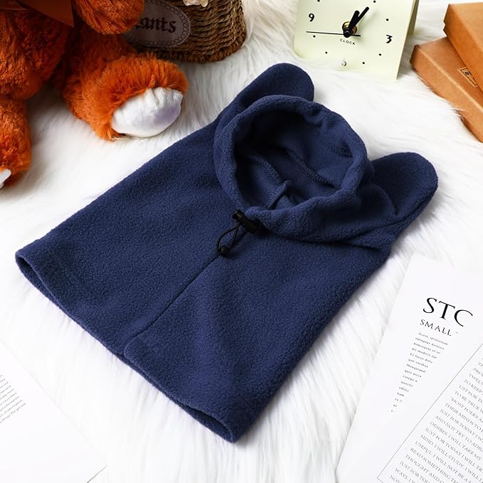 Winter Dog Hats Quiet Ears for Dogs Ear Muffs Pet Neck Warmer Scarf Hoodie Noise Protection Cover Beanie Head Wrap Costume for Pet Dog Cats(Dark Blue,S)