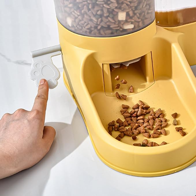 Automatic Pet Feeder and Water Dispenser, Large Capacity Transparent 2 in 1 Automatic Cat Auto Pet Feeder and Waterer Set for Small Medium Pets Dog Puppy Kitten