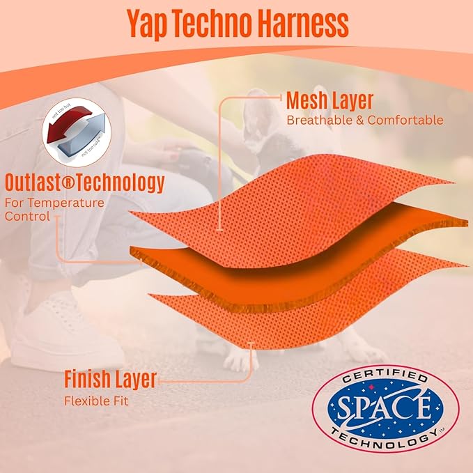 YAP Techno® No Pull Harness Medium Size Dog, 4-Way Adjustable,Temperature Controlled Pet Vest Harness with Easy Control Handle, Dog Harness No Choke for All Breeds; 25-45 lbs (Signal Orange, Medium)