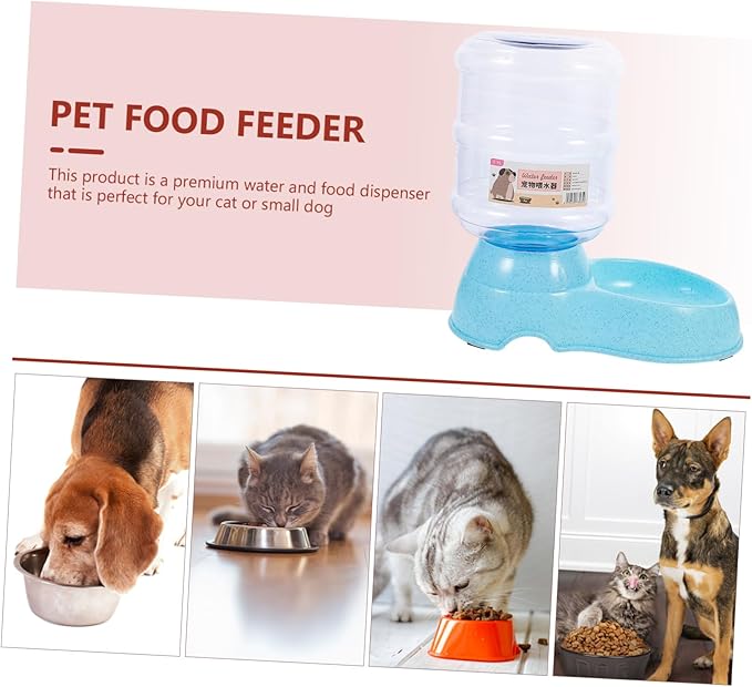 Automatic Pet Feeder Large Capacity 3.8l Dog Cat Water Bowl Dispenser -Slip Base Easy to Assemble Blue