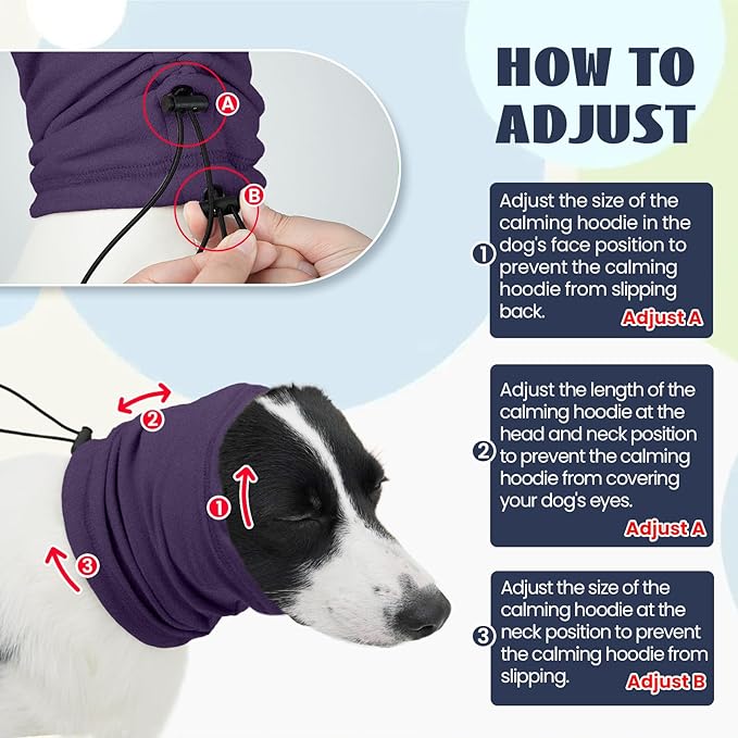 Nanaki Dog Ear Wrap Hematoma-Dog Head Wrap For Ear Hematoma, 3rd Gen Calming Hoodie, Adjustable Anti-Slip Head Covers Muffs Noise Protection,Fireworks Grooming, Christmas, New Year