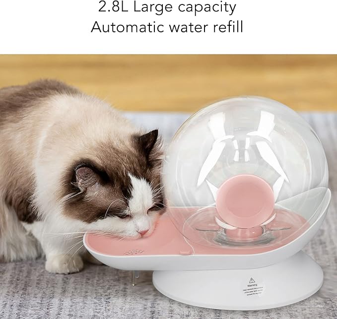 Pet Water Dispenser Bowl, Pet Water Dispenser Snail Shape Automatic Transparent 2.8L Large Capacity Drinking Fountain for Dogs Cats (Pink)