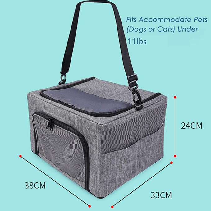 Car Pet Dog Cat Booster Seat,Collapsible Portable Dog Travel Car Seat & Carrier & Puppy Bag for Small Dogs Doggie Cats Up to 11LB with Clip-On Safety Belt Adjustable Strap Carry Bag