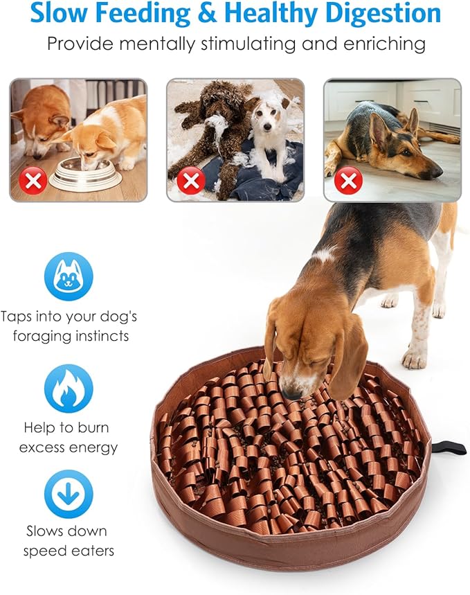 AMIR Slow Feeder Mat for Dogs – Dog Food Mat Anti-Gobble Mat to Relieve Boredom, Anxiety & Stress, Snuffle Mat for Dogs Works for All Dog Breeds, Sizes & Ages