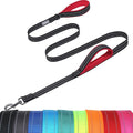 VIVAGLORY Twingrip Dog Leash, Double Handle Dog Leash for Training & Walking with Traffic Handle & 2 Loop, Traffic Control Reflective Heavy Duty for Puppy Pet, 6ft x 1in, Black