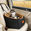 MCY Dog Car Seat for Small Dogs, Elevated Pet Car Seat, Travel Safety Pet Seat for Dogs up to 35 lbs, Memory Foam Booster Dog Seat with Washable Removable Cover, Storage Pockets, Black (Black-Brown)