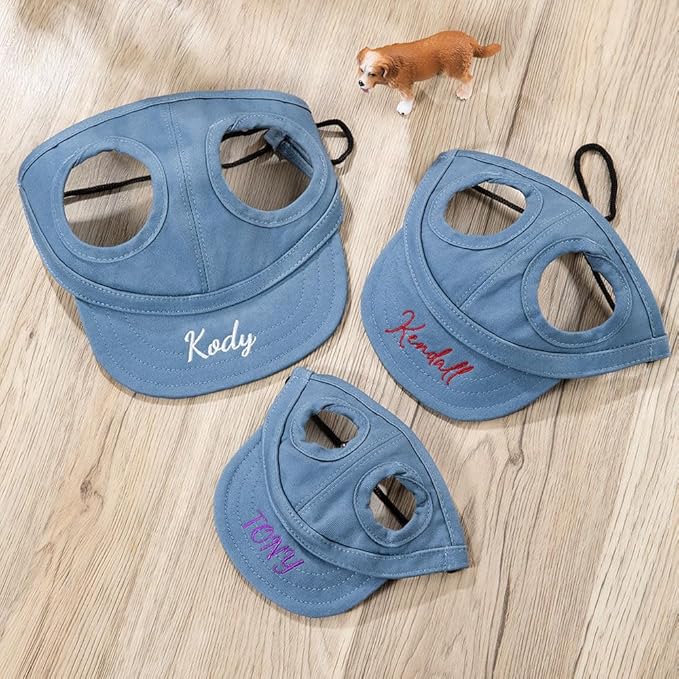 Personalized Embroidery Name Dog Hat with Ear Holes Adjustable Dog Sun Protection Hat Outdoor Baseball Cap for Dog Small Medium Large Extra Large 6 Colors