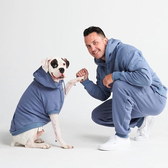 Spark Paws Dog Hoodie – Premium Dog Sweater for Small, Medium, and Large Dogs | Warm Outfits for French Bulldogs, Pitbull, Puppy, Winter Jacket Alternative - Slate Blue - 5XL