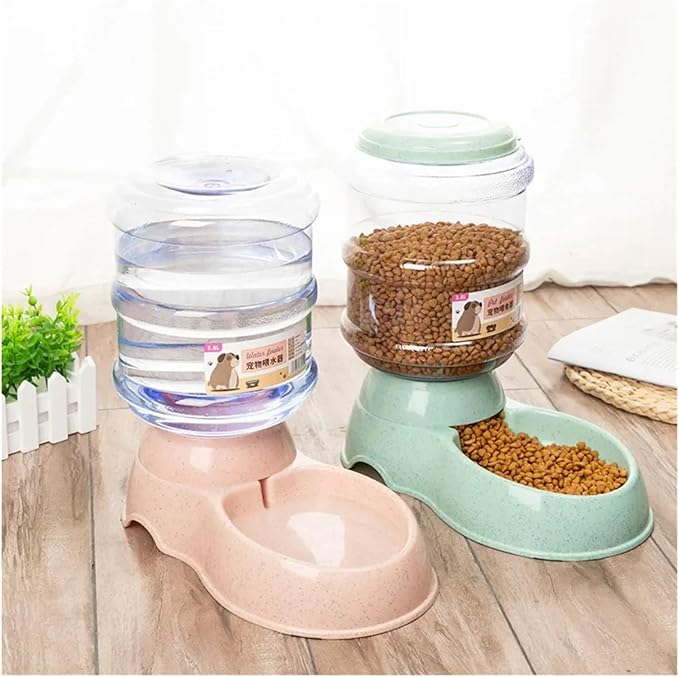 Large Capacity Automatic Pet Feeder and Water Dispenser for Small Dogs and Cats - Ideal Feeding Solution(Water-Green)