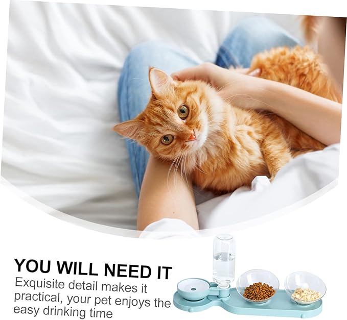 Dual-use Cat Feeder Automatic Water Dispenser Pet Tilt Bowl Cat Water Dispenser Easy to Clean