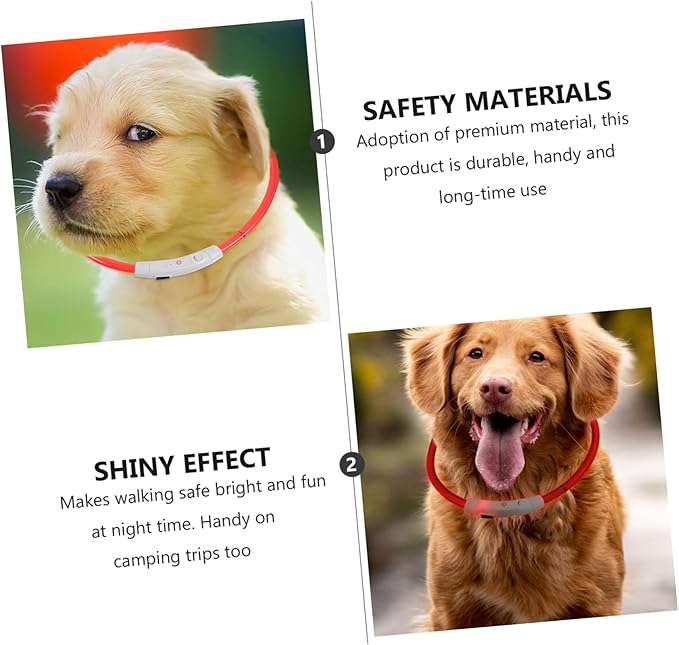 GANAZONO LED Rechargeable Puppy Collar Glowing Pet Collar with USB Cable Lightweight and Comfortable and Cats Stylish and Eye Catching Night Safety Accessory