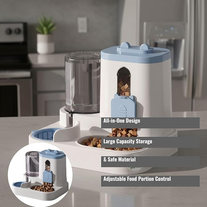 Automatic Pet Feeder with Water Dispenser - Self-Feeding Station for Cats and Dogs, Ideal for Home or Travel Use