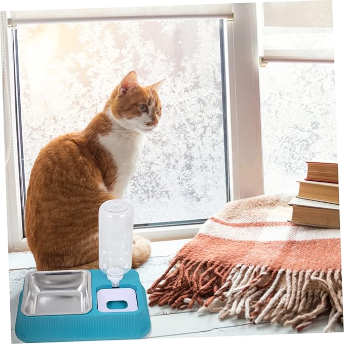 Happyyami Automatic Pet Water Dispenser Detachable Food Bowl for Cats and Dogs Dual Function Easy to Space-Saving for Indoor Use Navy